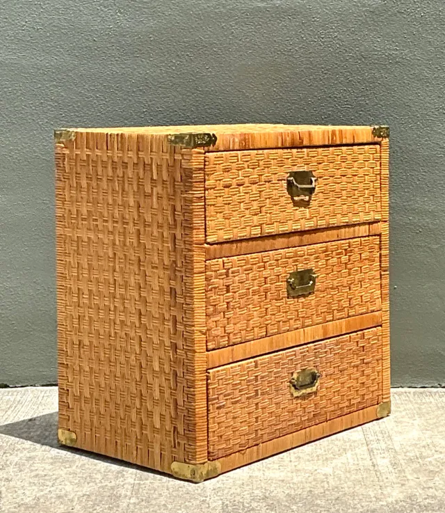 Vintage Woven Rattan Three-Drawer Chest — additional photo 7