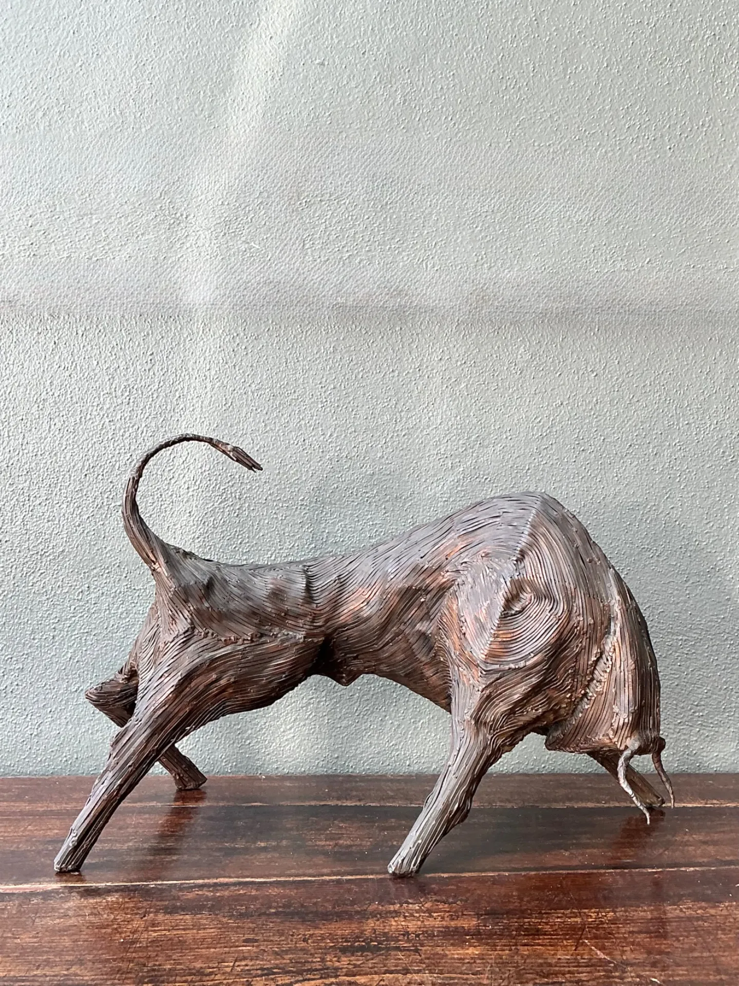 Vintage Metal Abstract Bull Sculpture — additional photo 6