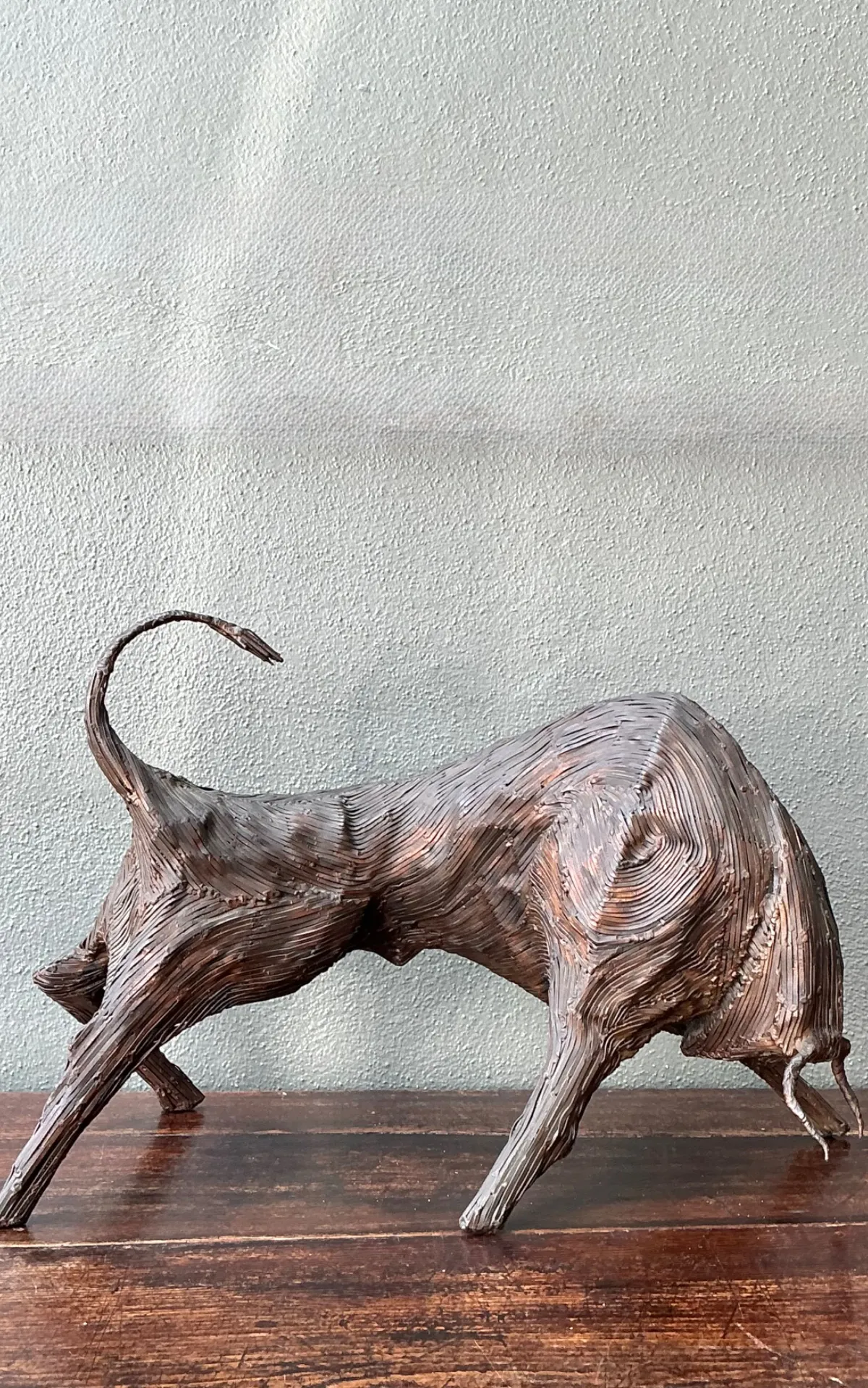Vintage Metal Abstract Bull Sculpture — additional photo 6