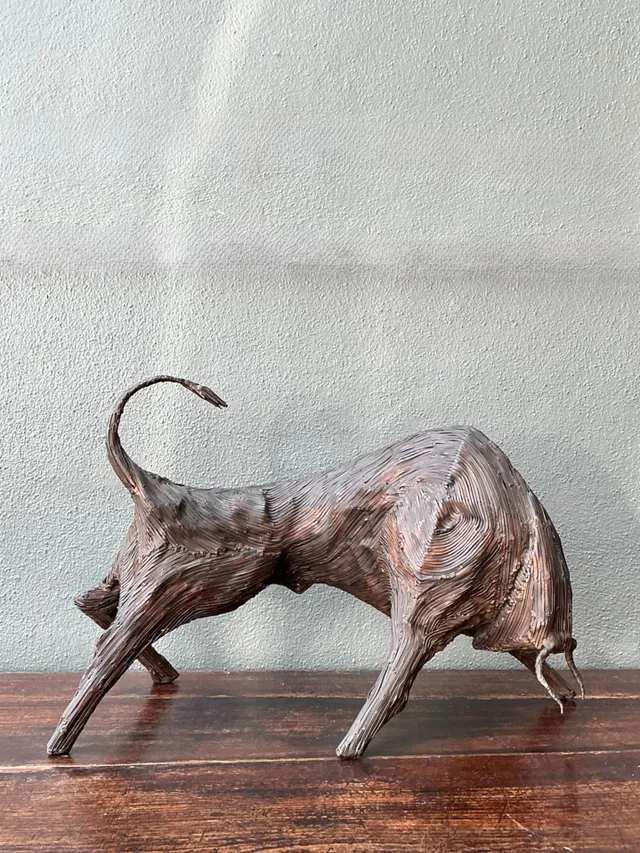 Vintage Metal Abstract Bull Sculpture — additional photo 6