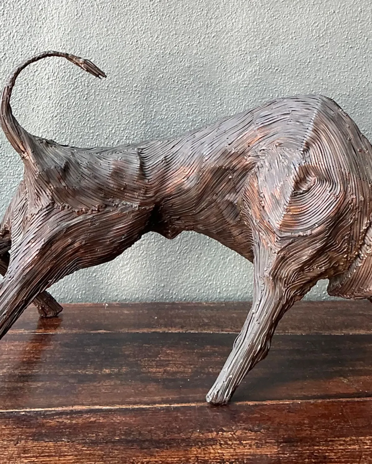 Vintage Metal Abstract Bull Sculpture