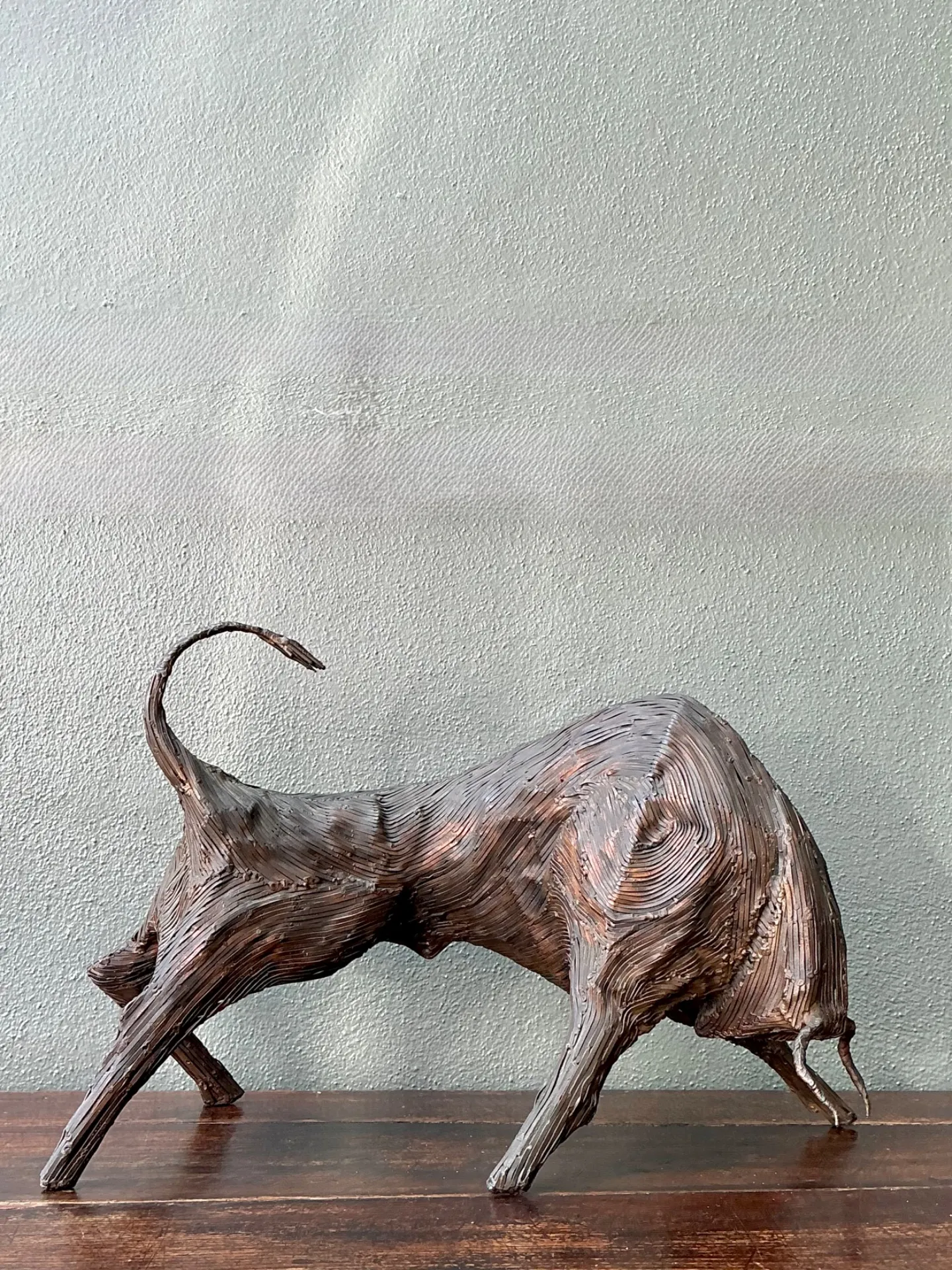 Vintage Metal Abstract Bull Sculpture — additional photo 4