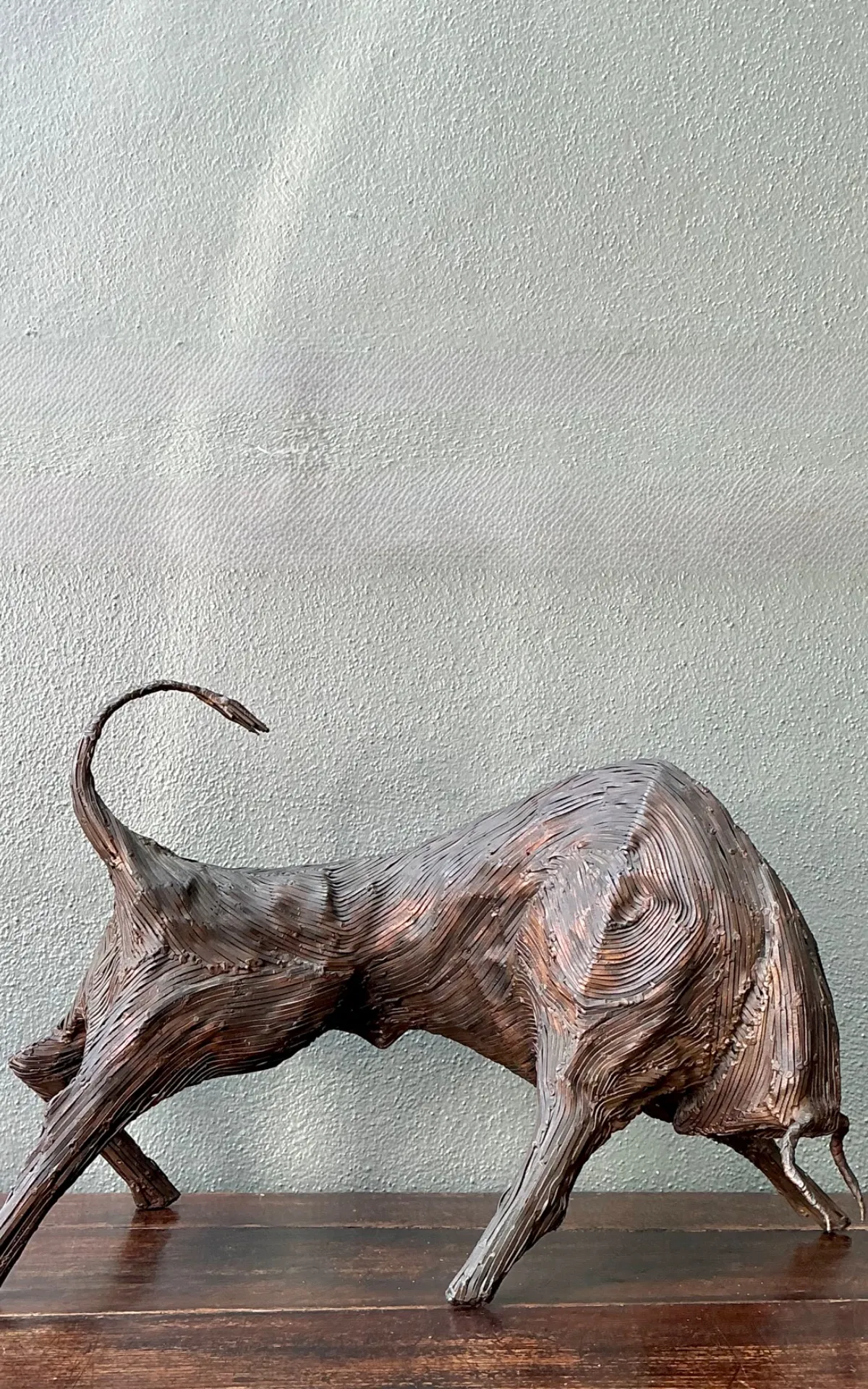 Vintage Metal Abstract Bull Sculpture — additional photo 4