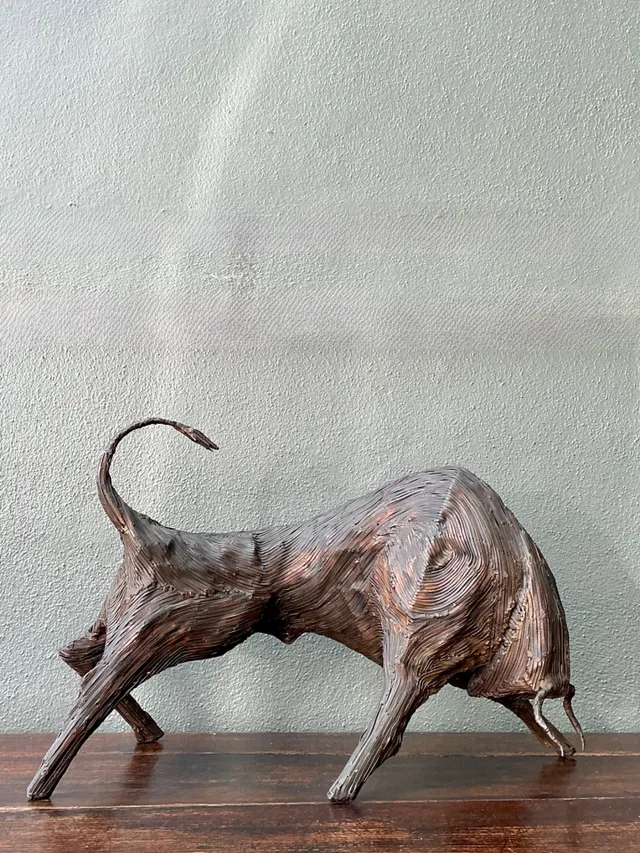 Vintage Metal Abstract Bull Sculpture — additional photo 4