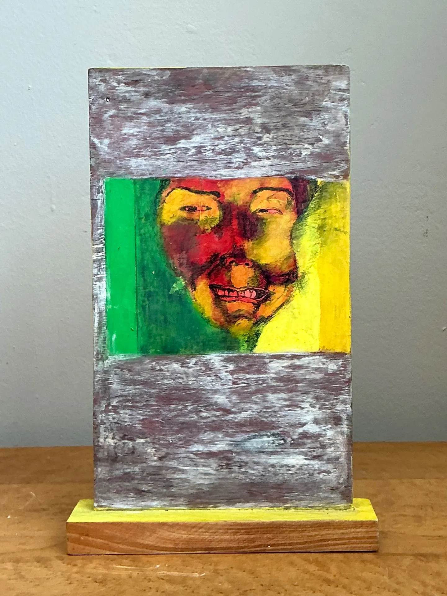 Vintage Abstract Double Sided Painted Portrait Wood Panel — additional photo 4