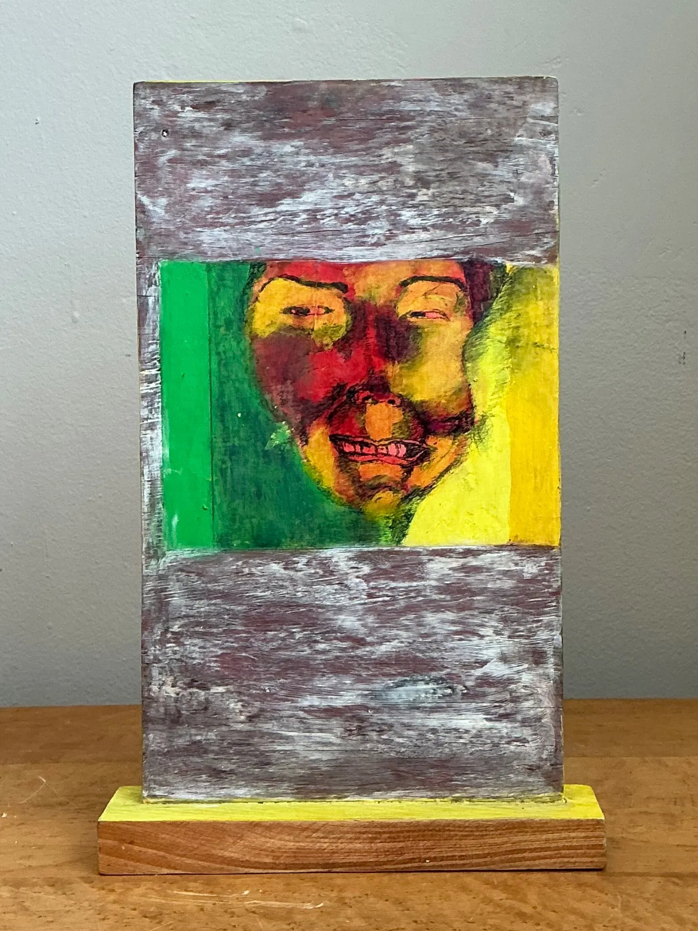 Vintage Abstract Double Sided Painted Portrait Wood Panel — additional photo 5