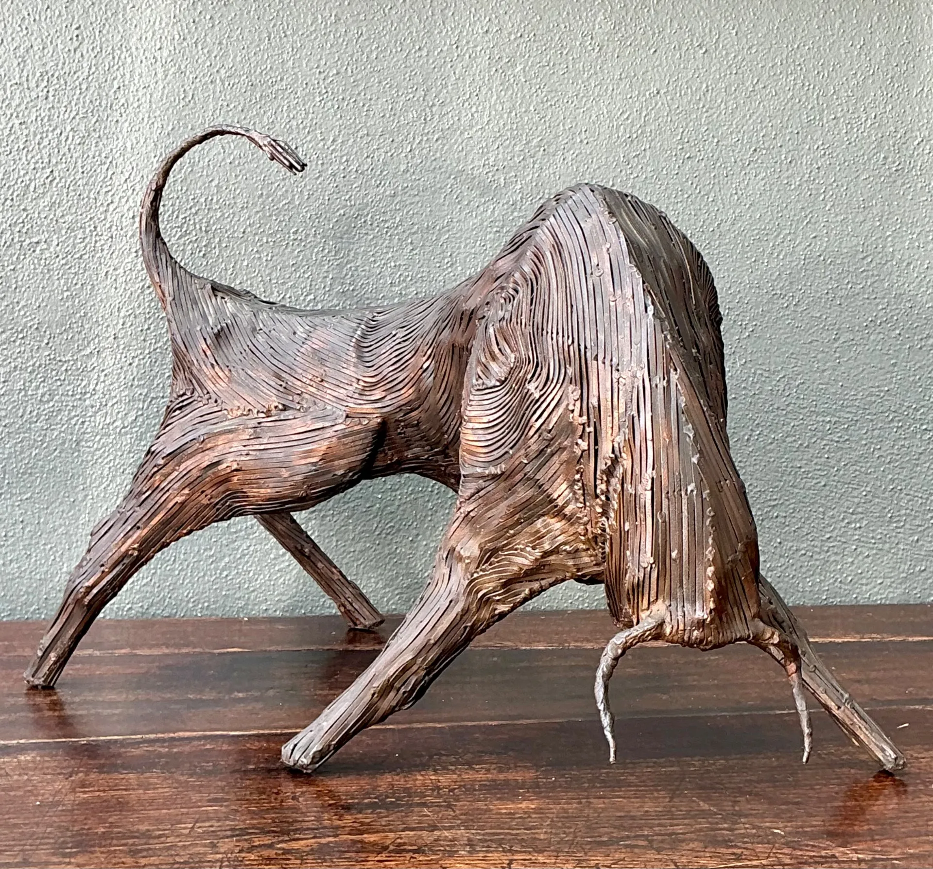 Vintage Metal Abstract Bull Sculpture — additional photo 5