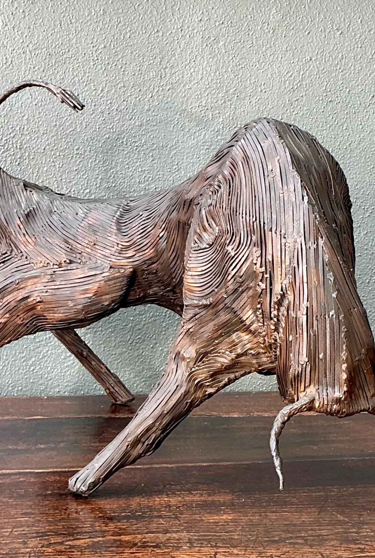 Vintage Metal Abstract Bull Sculpture — additional photo 5