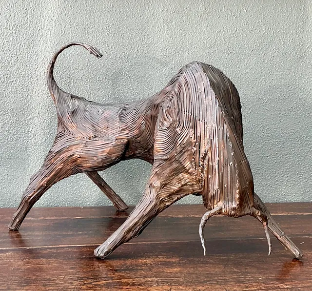 Vintage Metal Abstract Bull Sculpture — additional photo 5