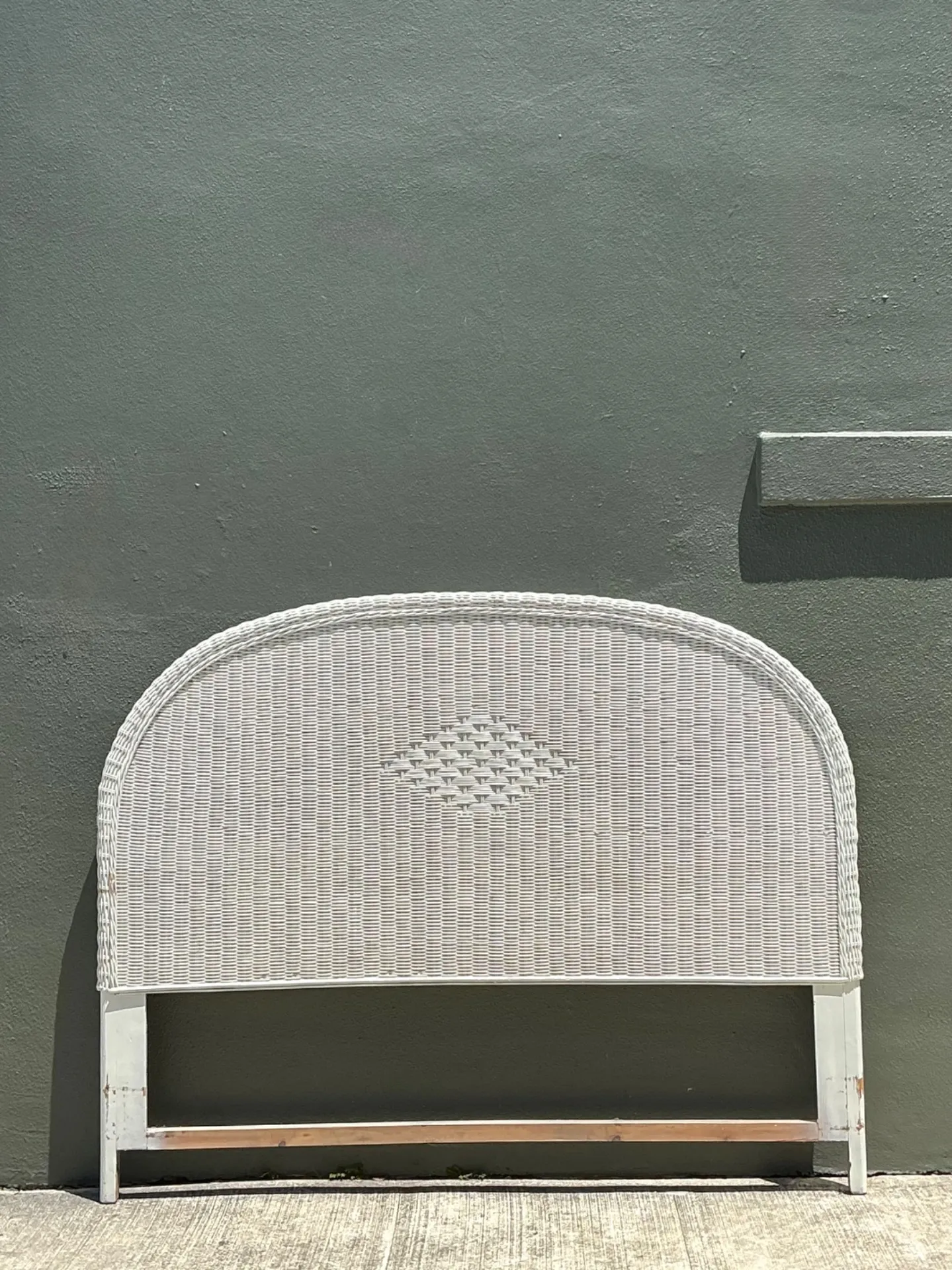 Vintage White Rattan Queen Headboard — additional photo 6