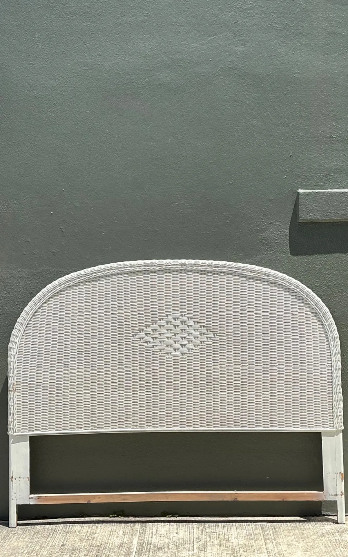 Vintage White Rattan Queen Headboard — additional photo 6