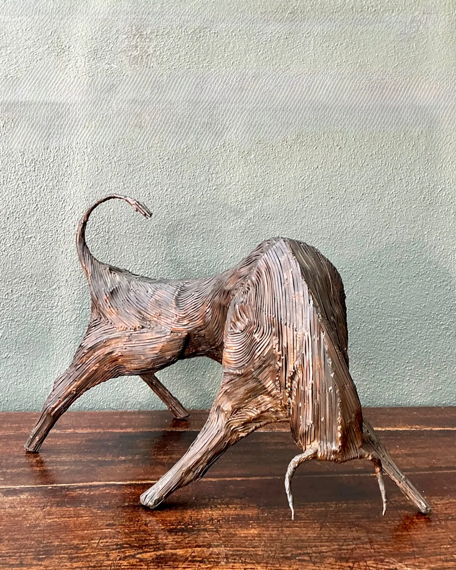 Vintage Metal Abstract Bull Sculpture — additional photo 8
