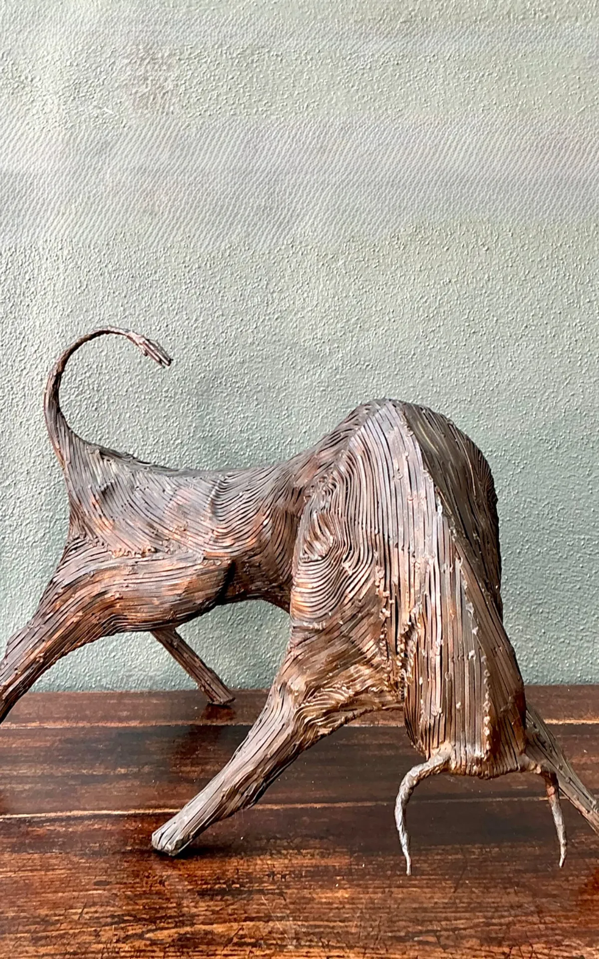 Vintage Metal Abstract Bull Sculpture — additional photo 8