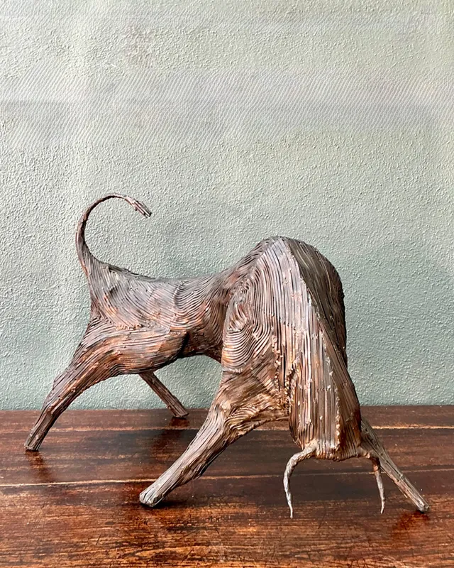 Vintage Metal Abstract Bull Sculpture — additional photo 8
