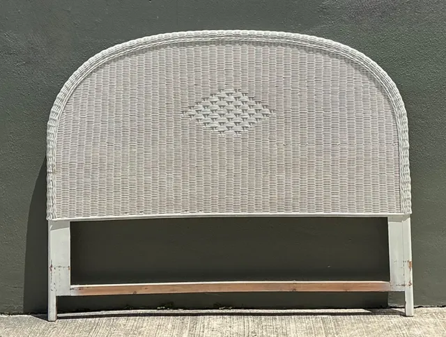 Vintage White Rattan Queen Headboard — additional photo 5
