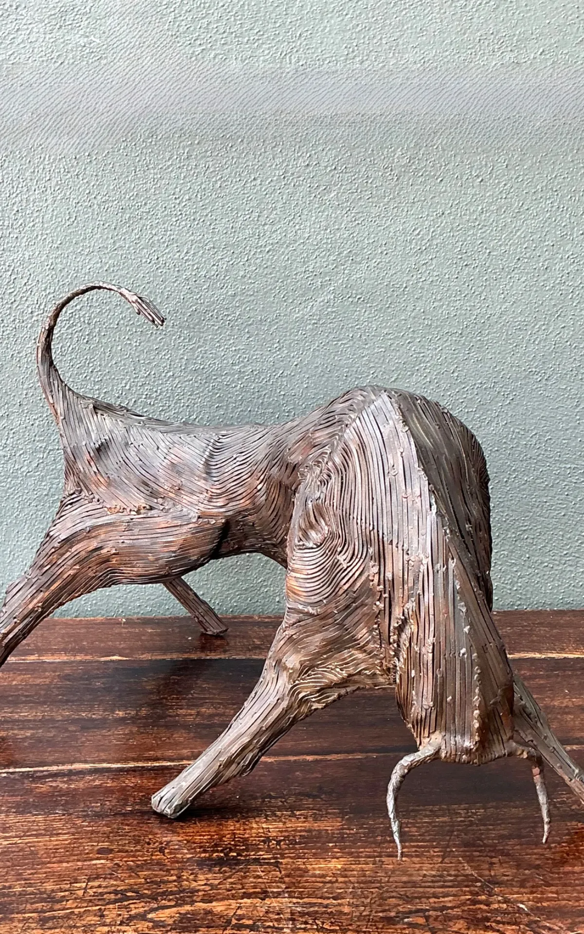 Vintage Metal Abstract Bull Sculpture — additional photo 7