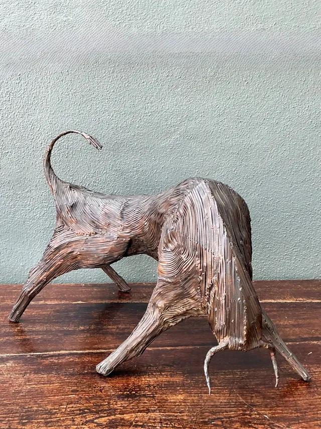 Vintage Metal Abstract Bull Sculpture — additional photo 7
