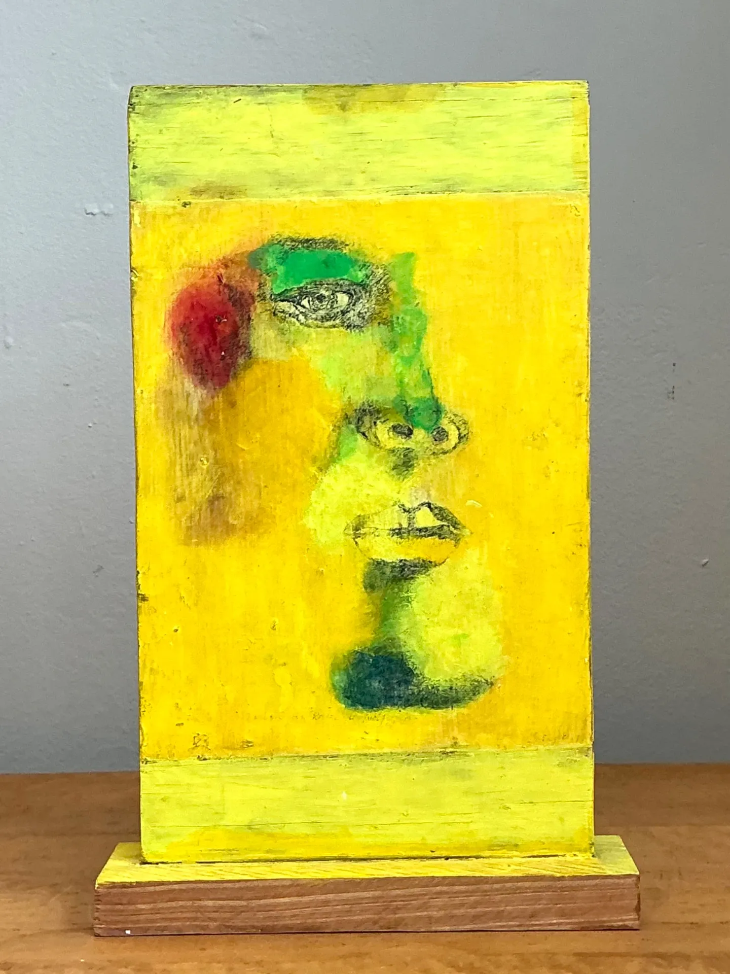 Vintage Abstract Double Sided Painted Portrait Wood Panel — additional photo 8