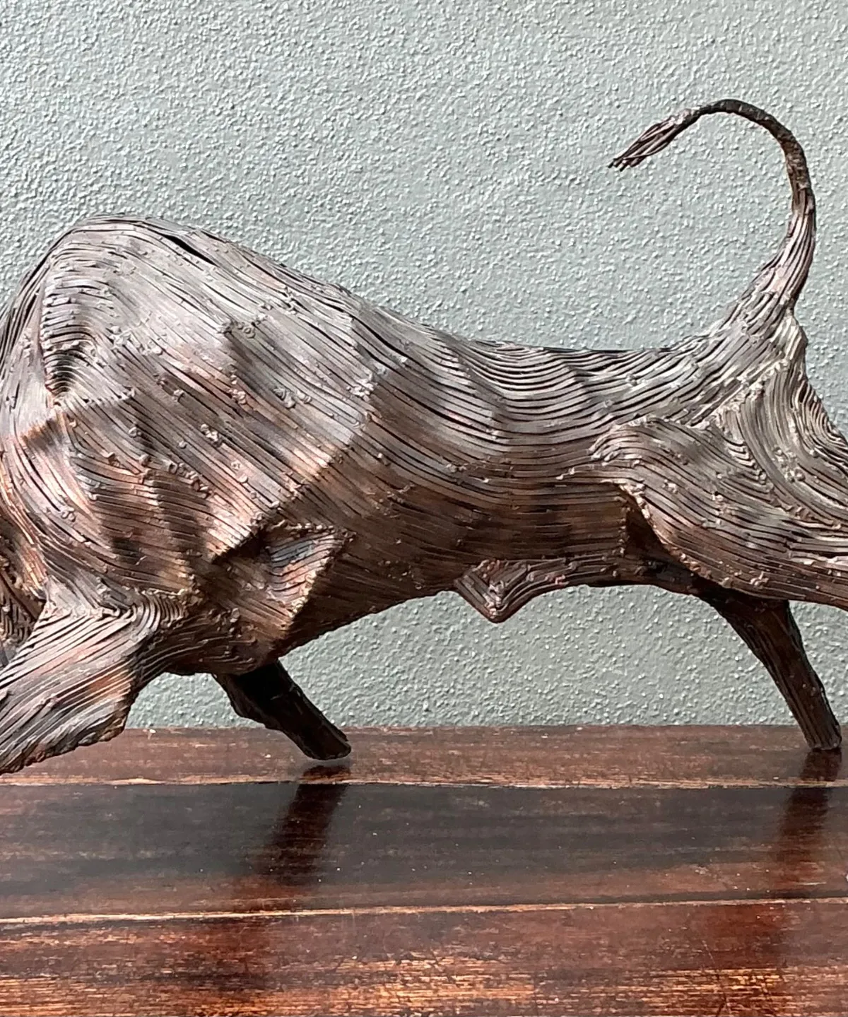 Vintage Metal Abstract Bull Sculpture — additional photo 2