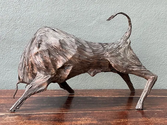 Vintage Metal Abstract Bull Sculpture — additional photo 2