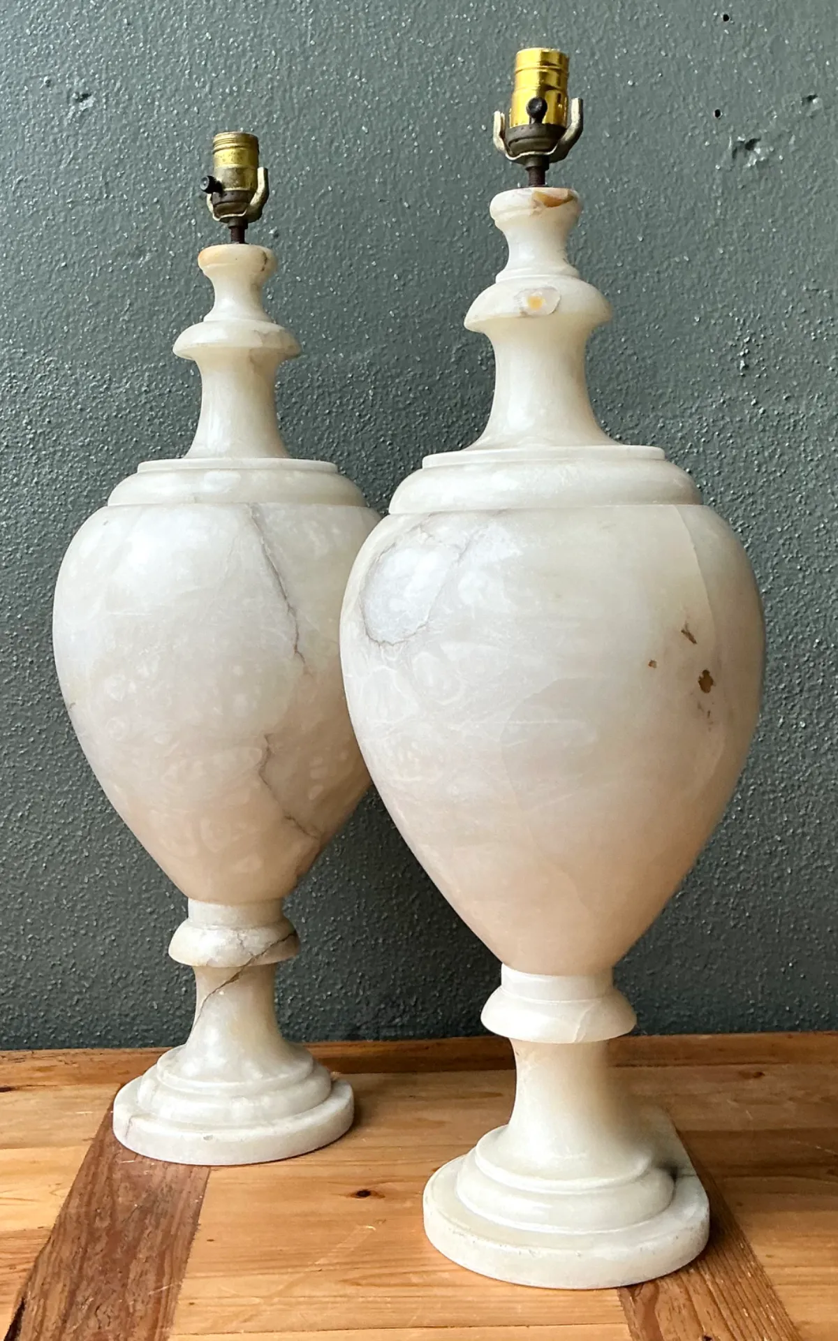 Vintage Alabaster Urn Form Lamps