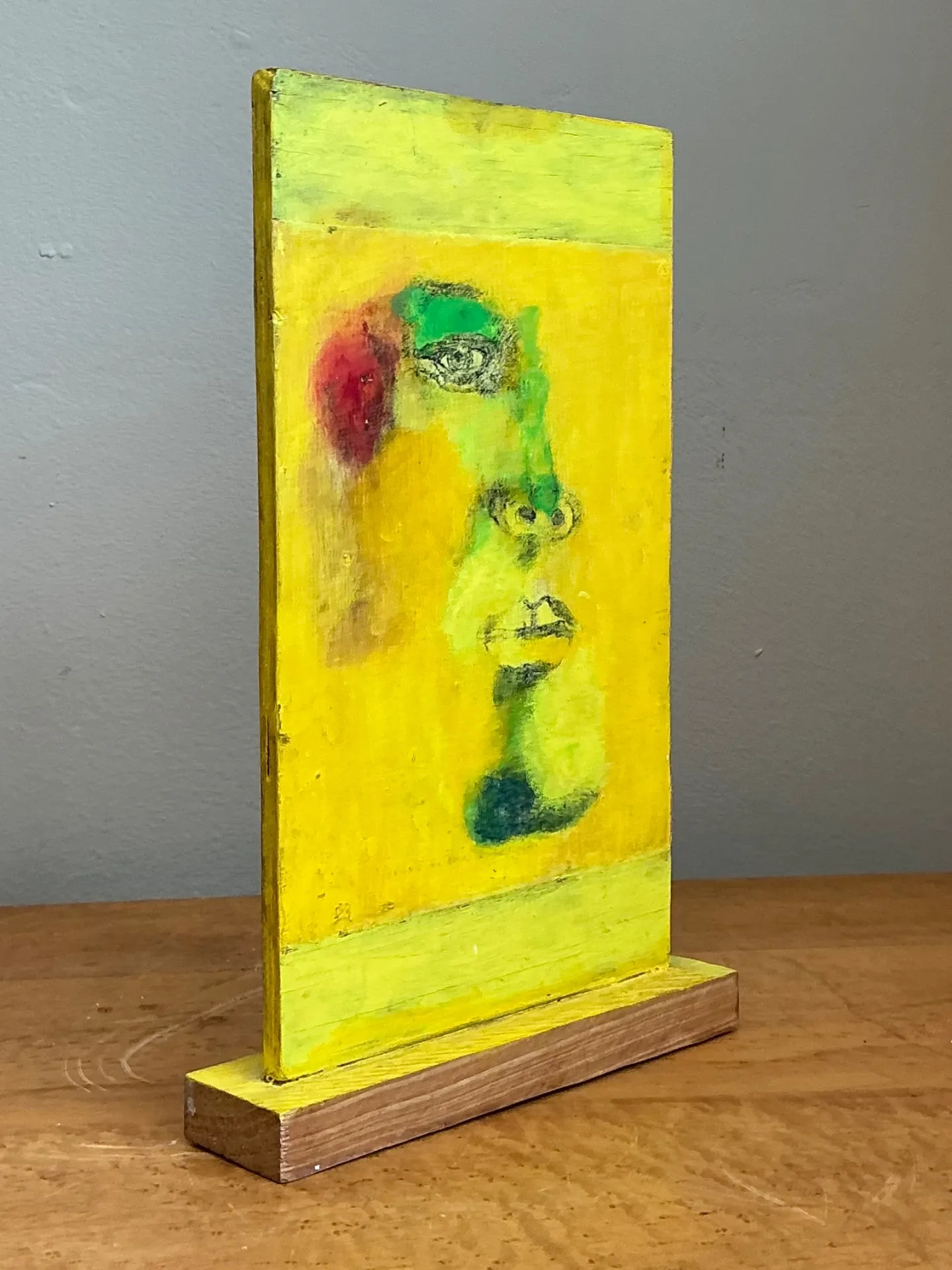 Vintage Abstract Double Sided Painted Portrait Wood Panel — additional photo 7