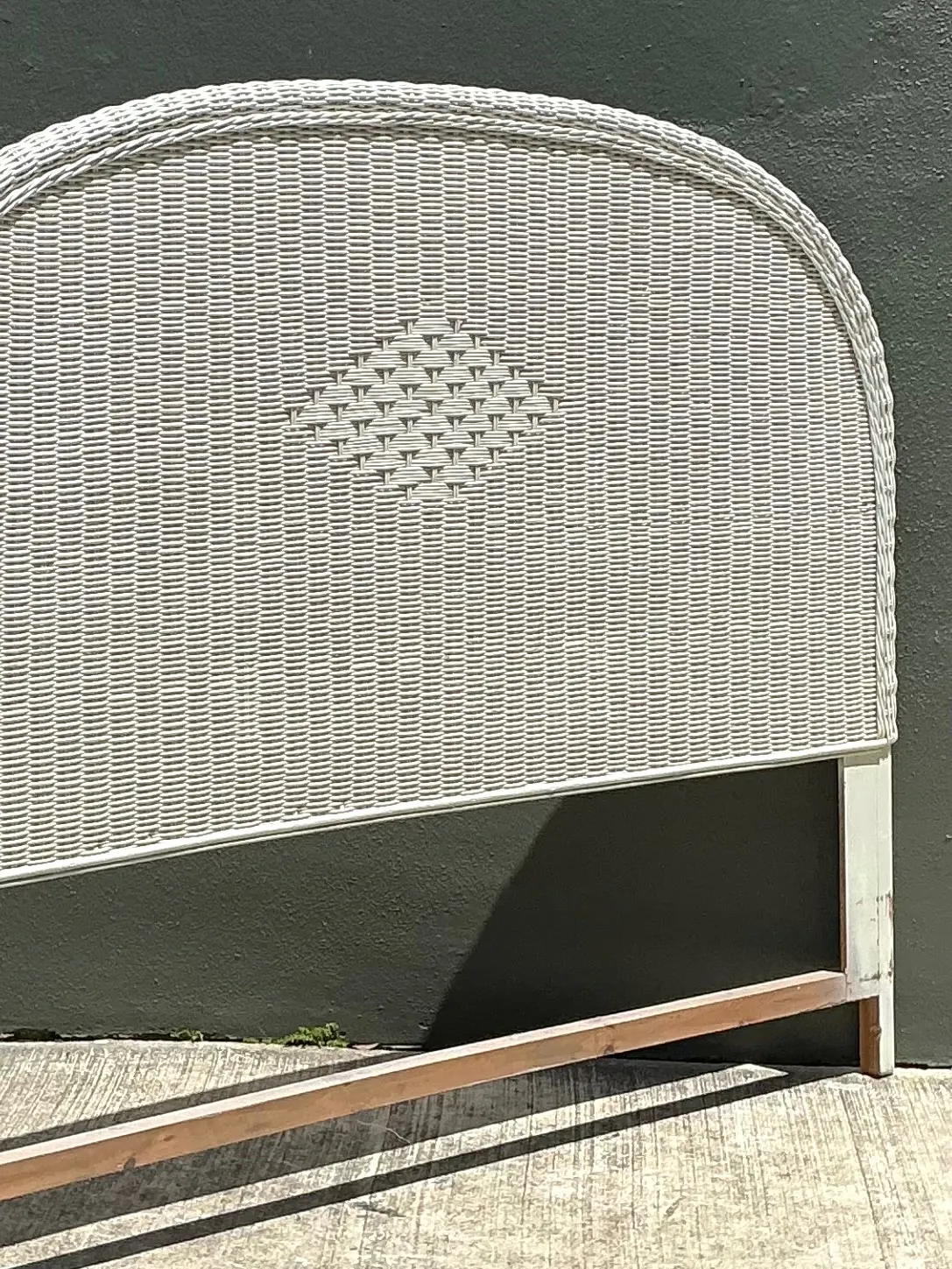 Vintage White Rattan Queen Headboard — additional photo 4
