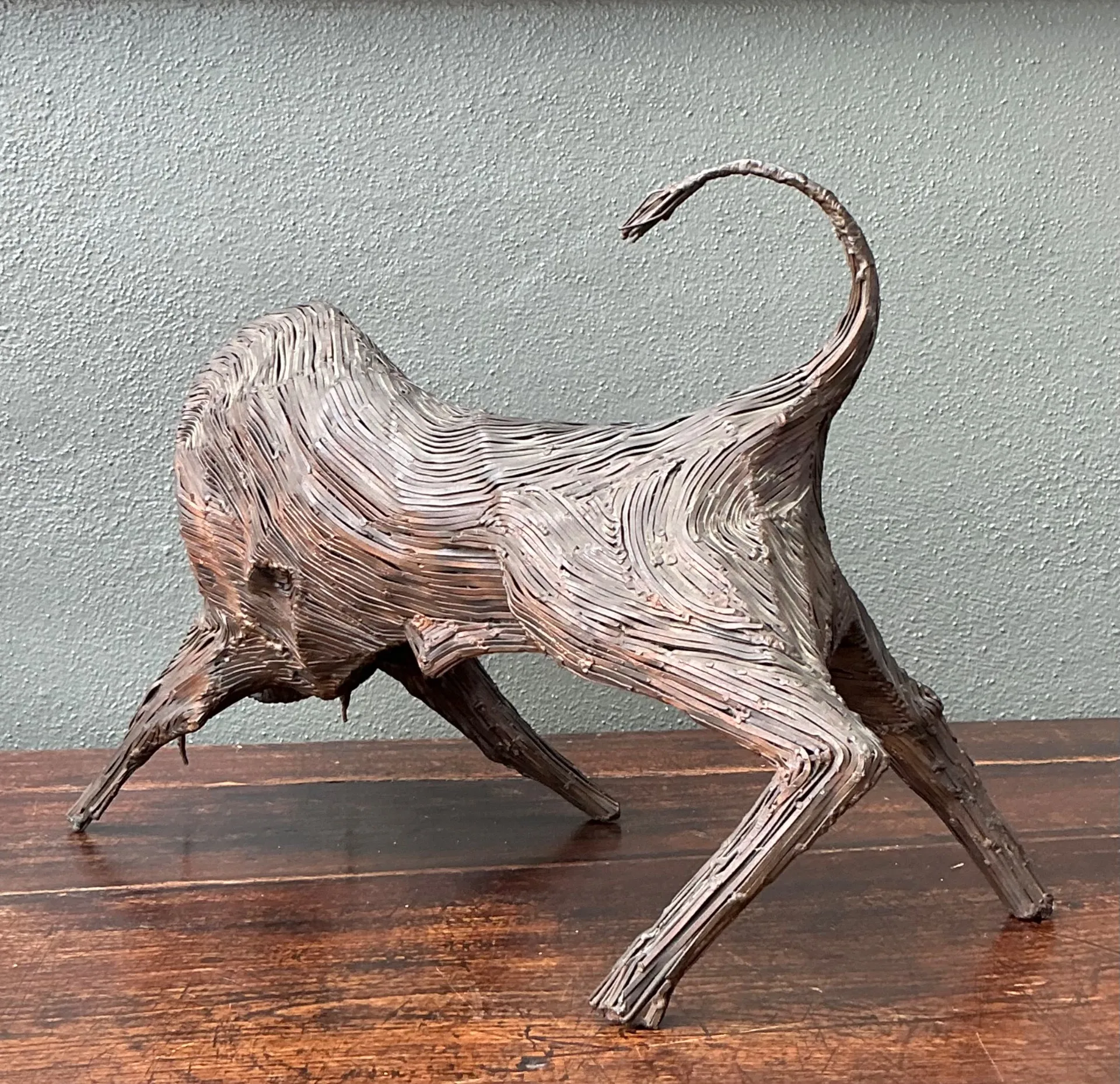 Vintage Metal Abstract Bull Sculpture — additional photo 3