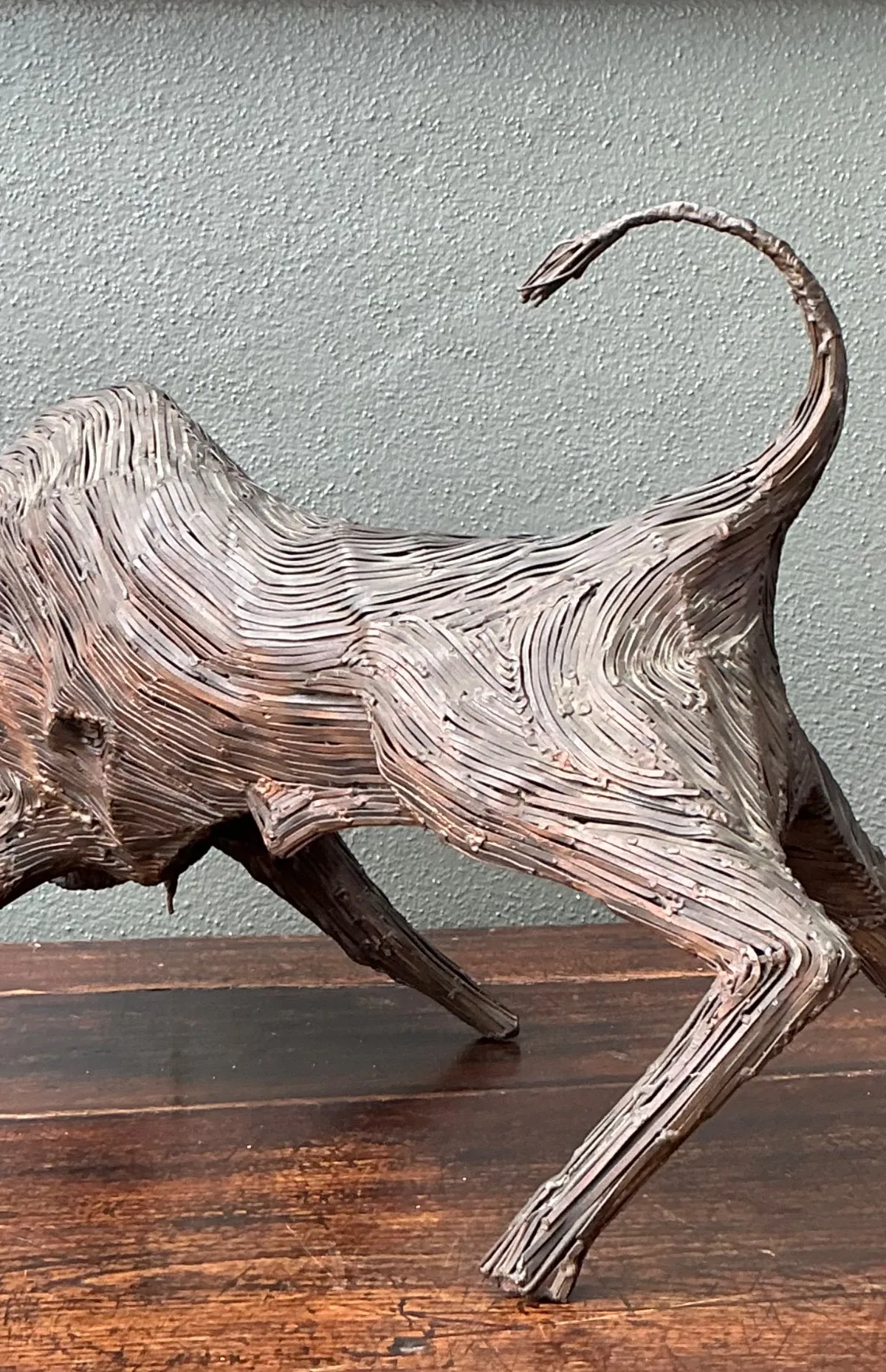 Vintage Metal Abstract Bull Sculpture — additional photo 3