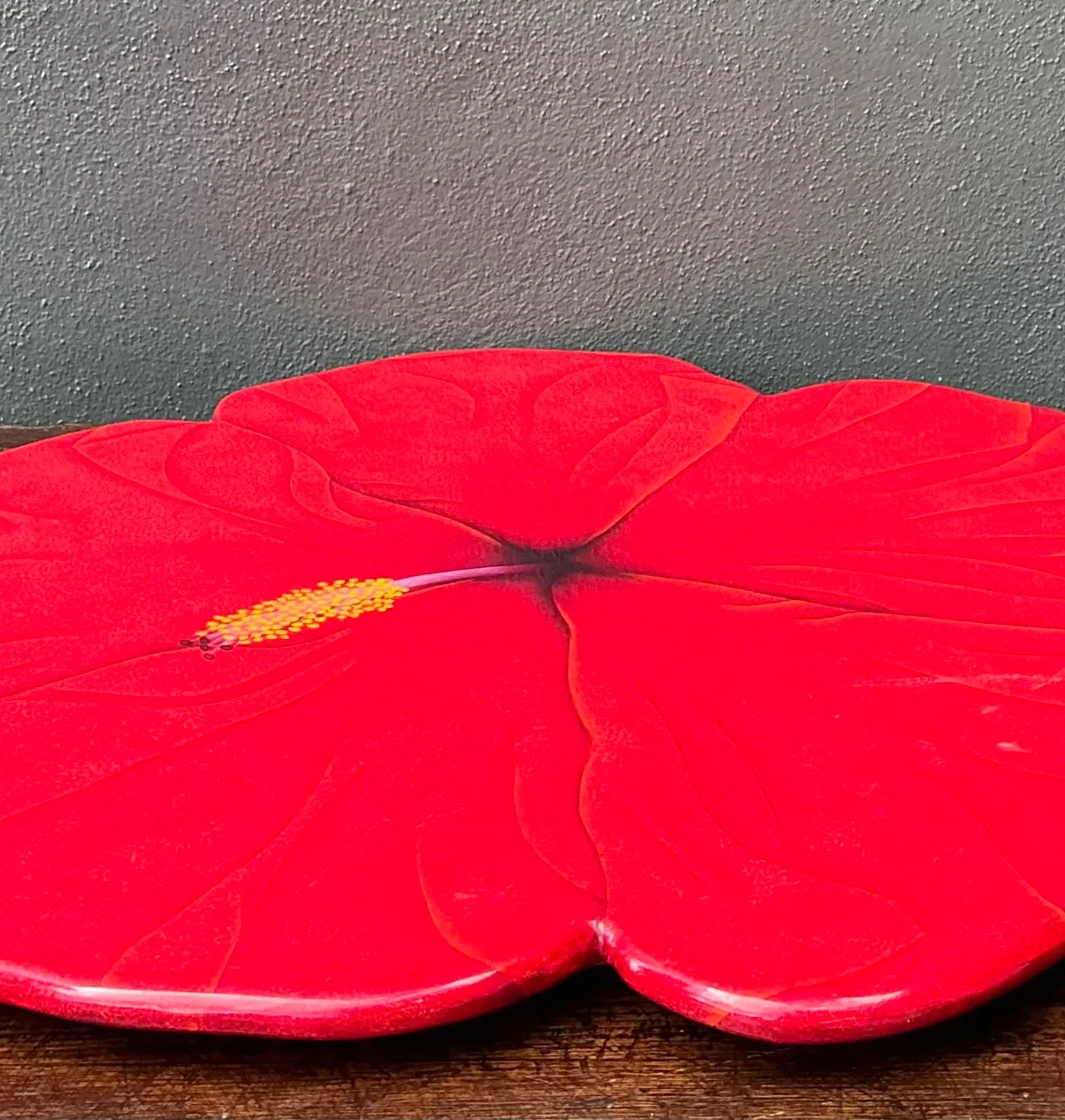 Vintage Red Hibiscus Flower Lazy Susan — additional photo 3