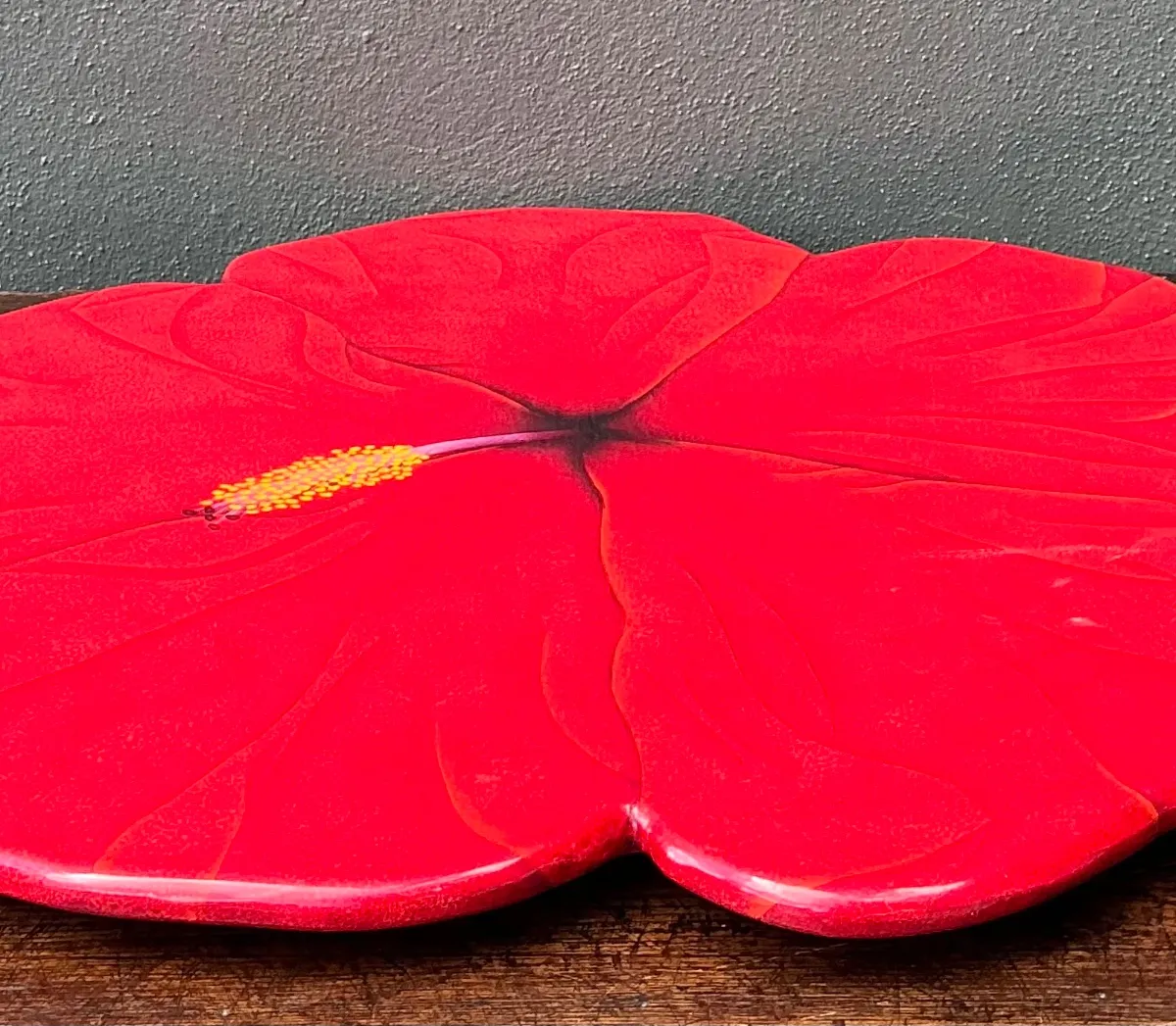 Vintage Red Hibiscus Flower Lazy Susan — additional photo 5