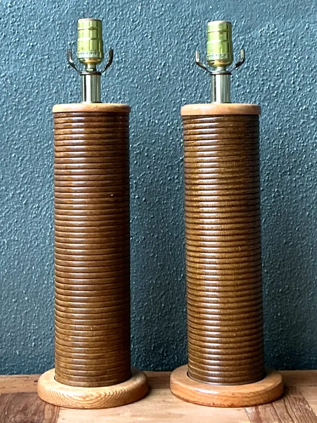 Vintage Pencil Reed Cylinder Lamps - A Pair — additional photo 3
