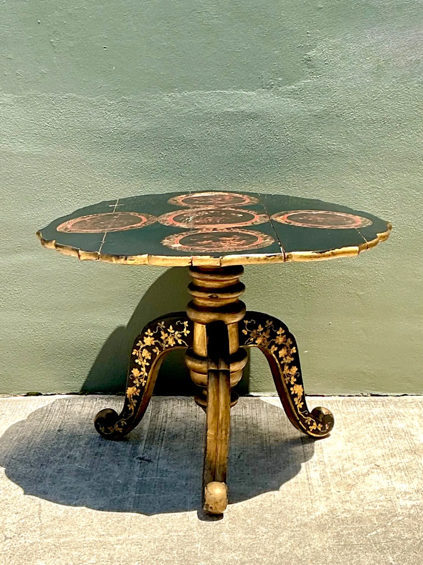 Vintage Victorian Chinese Export Lacquered Center Hall Table — additional photo 5