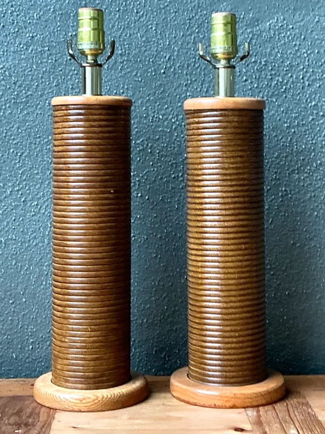Vintage Pencil Reed Cylinder Lamps - A Pair — additional photo 5