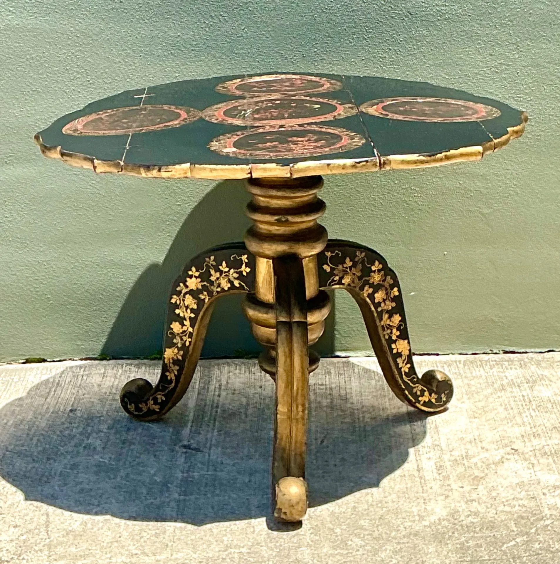 Vintage Victorian Chinese Export Lacquered Center Hall Table — additional photo 8