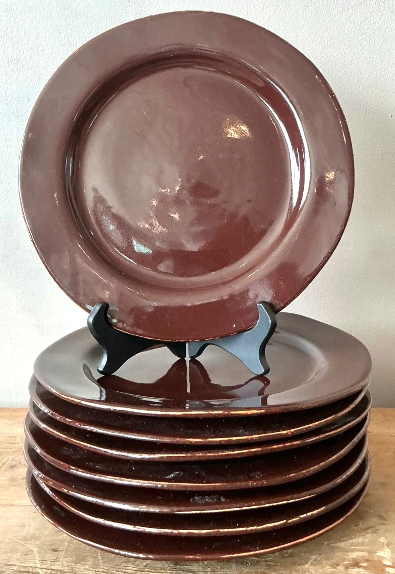 Vintage Italian Vietri Glazed Ceramic Plates - Set of 8 — additional photo 3