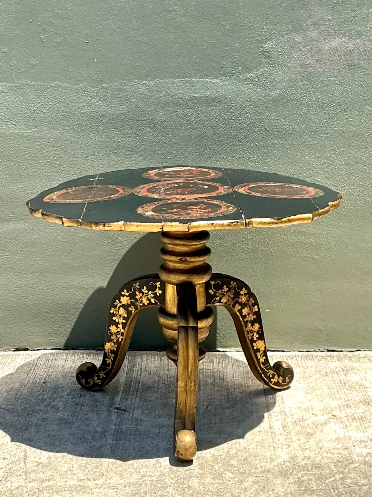 Vintage Victorian Chinese Export Lacquered Center Hall Table — additional photo 3
