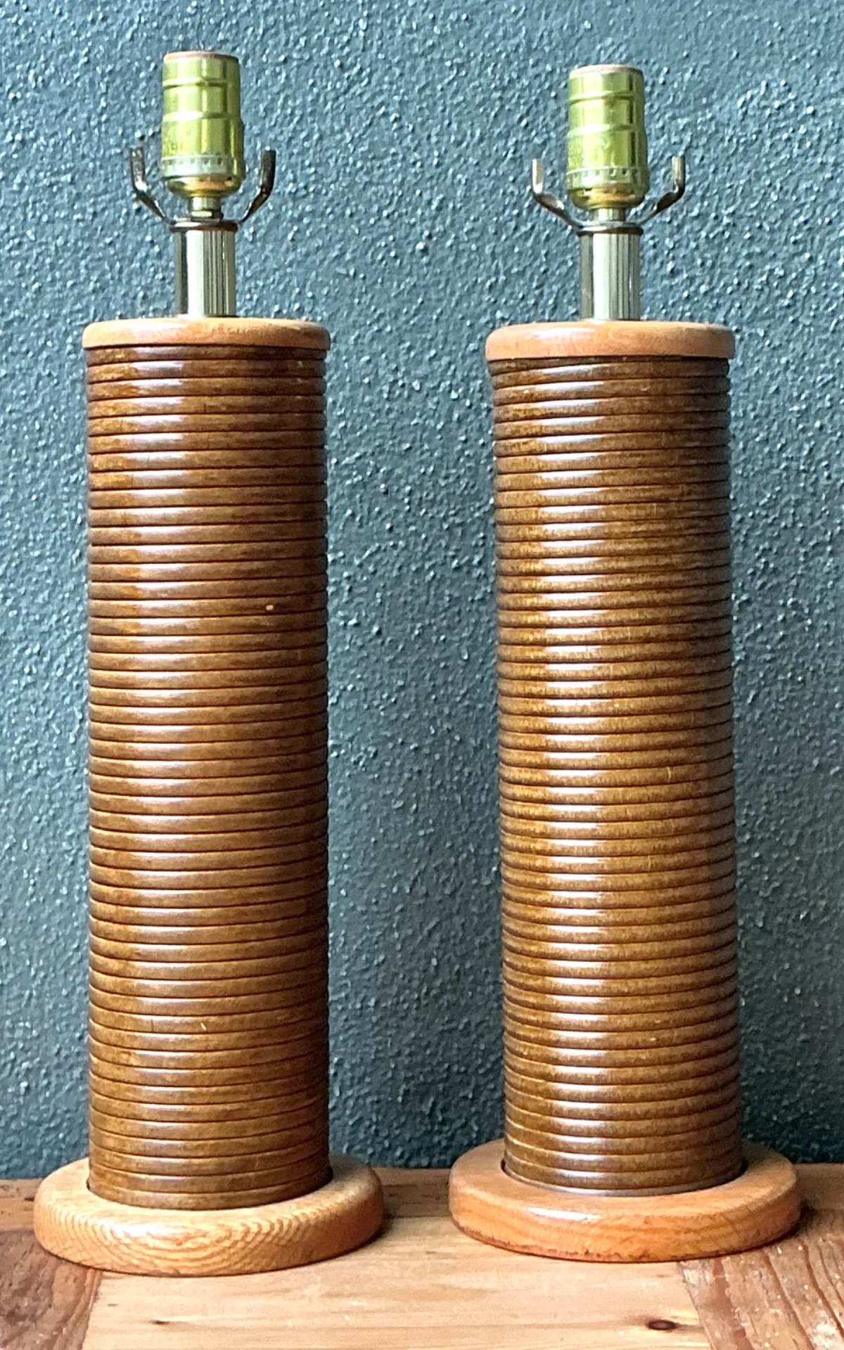 Vintage Pencil Reed Cylinder Lamps - A Pair — additional photo 7