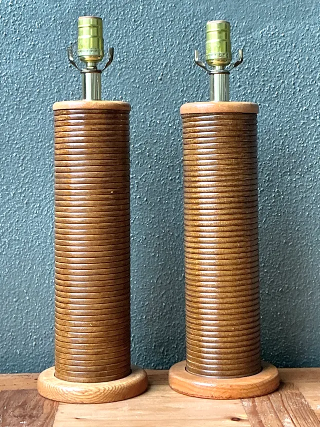 Vintage Pencil Reed Cylinder Lamps - A Pair — additional photo 7