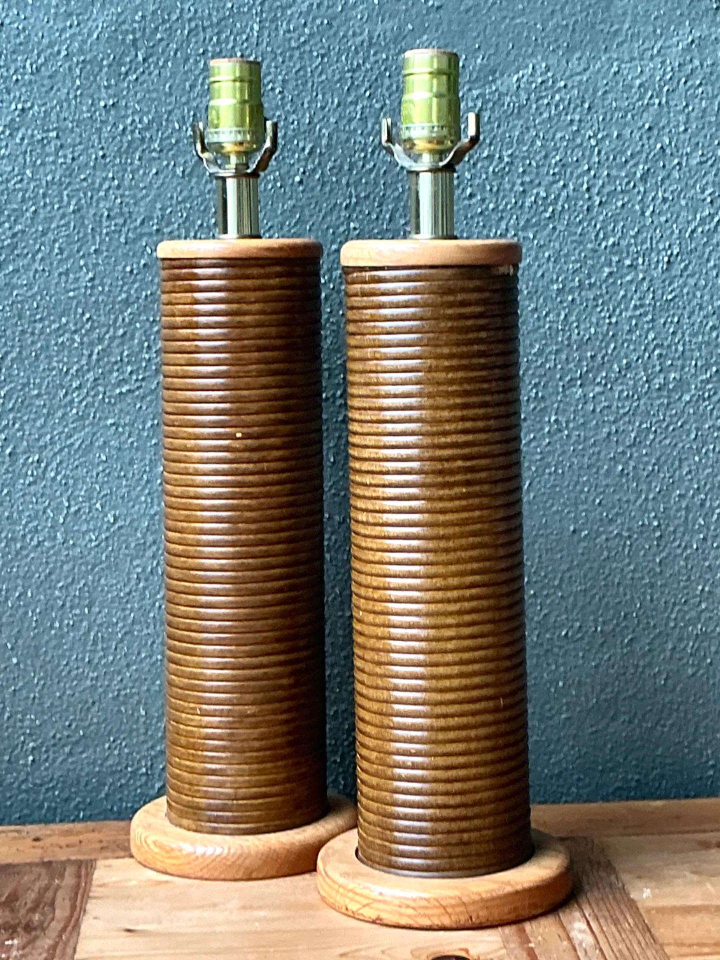 Vintage Pencil Reed Cylinder Lamps - A Pair — additional photo 2