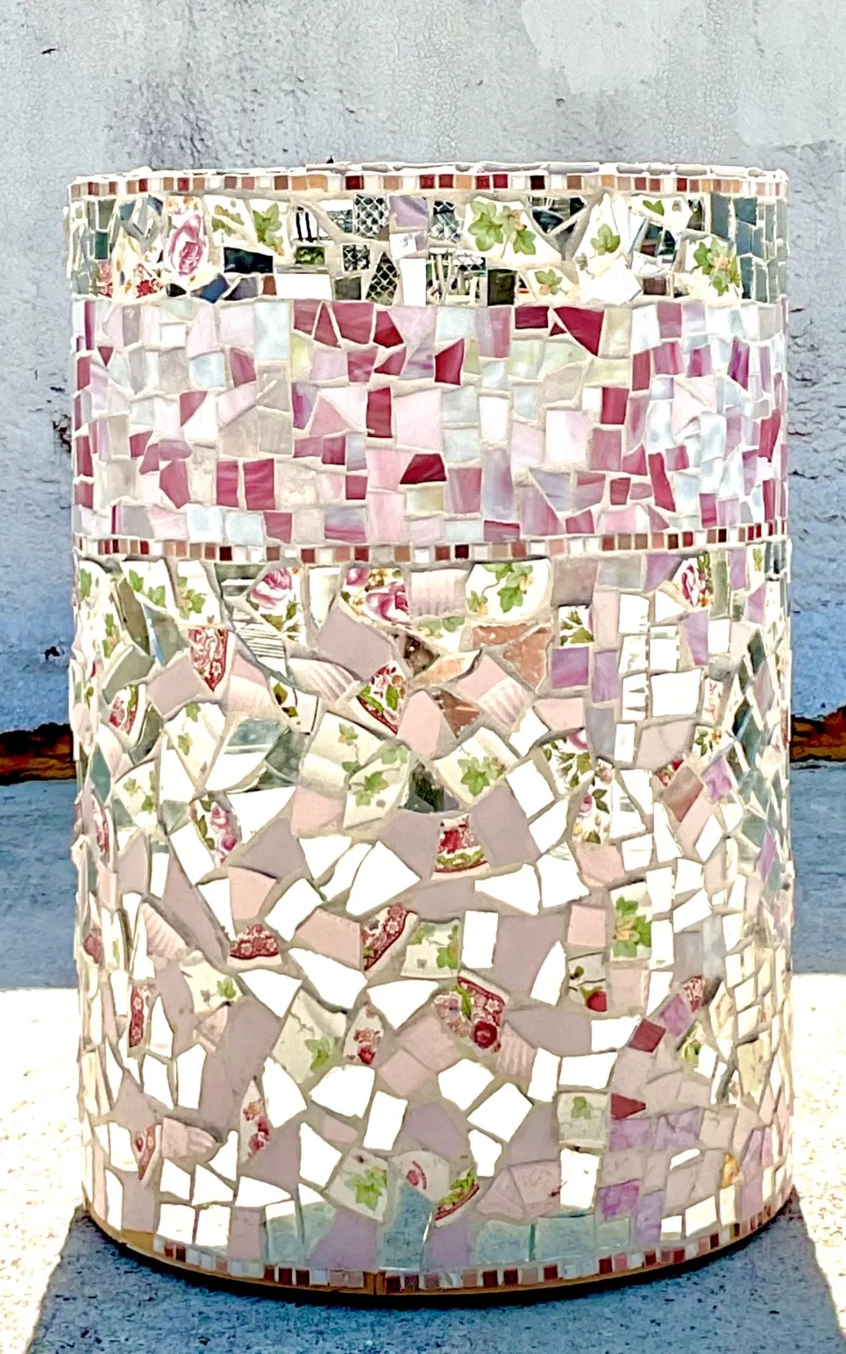 Vintage Boho Glass and Ceramic Mosaic Dining Table Pedestal — additional photo 4
