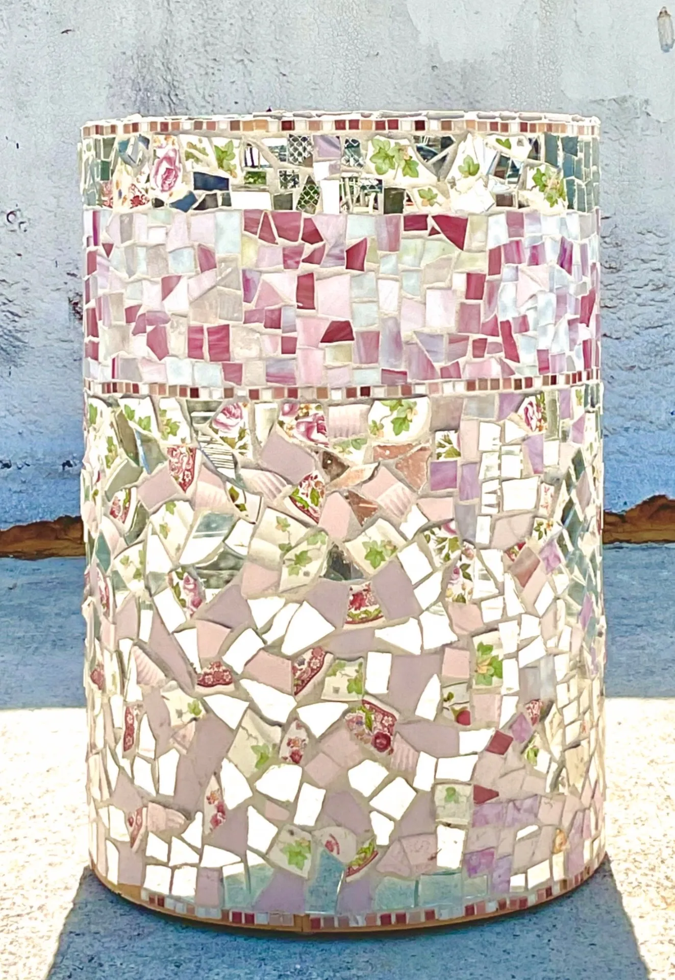 Vintage Boho Glass and Ceramic Mosaic Dining Table Pedestal — additional photo 5