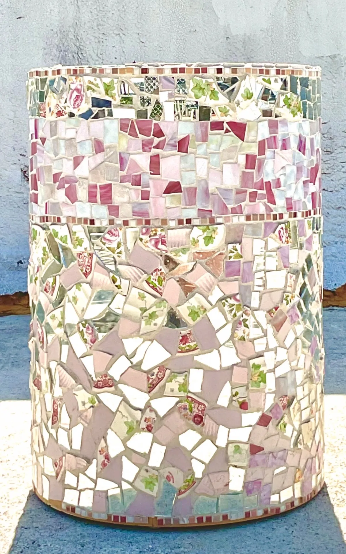 Vintage Boho Glass and Ceramic Mosaic Dining Table Pedestal — additional photo 6