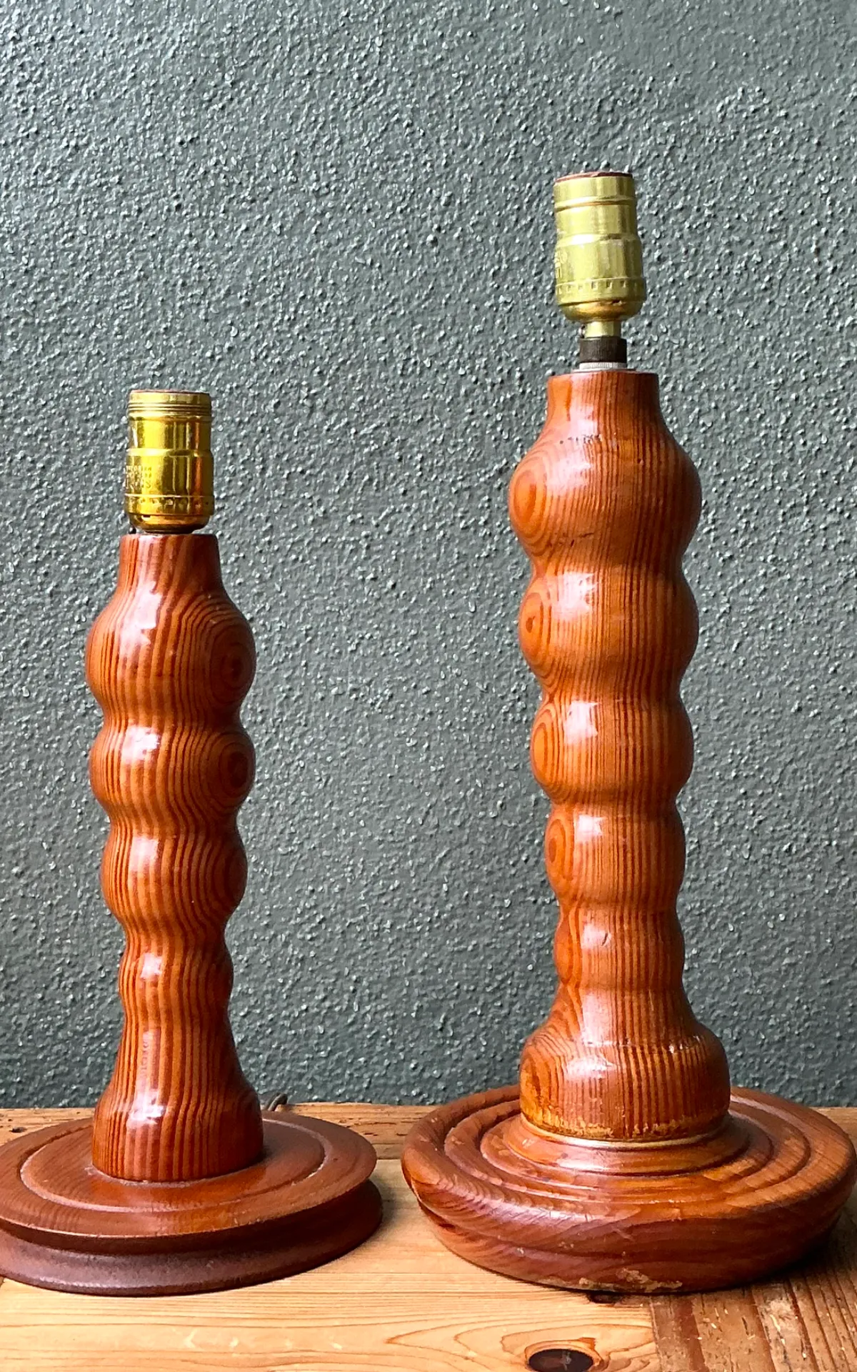 Vintage Sculptural Wood Table Lamps - A Pair — additional photo 2