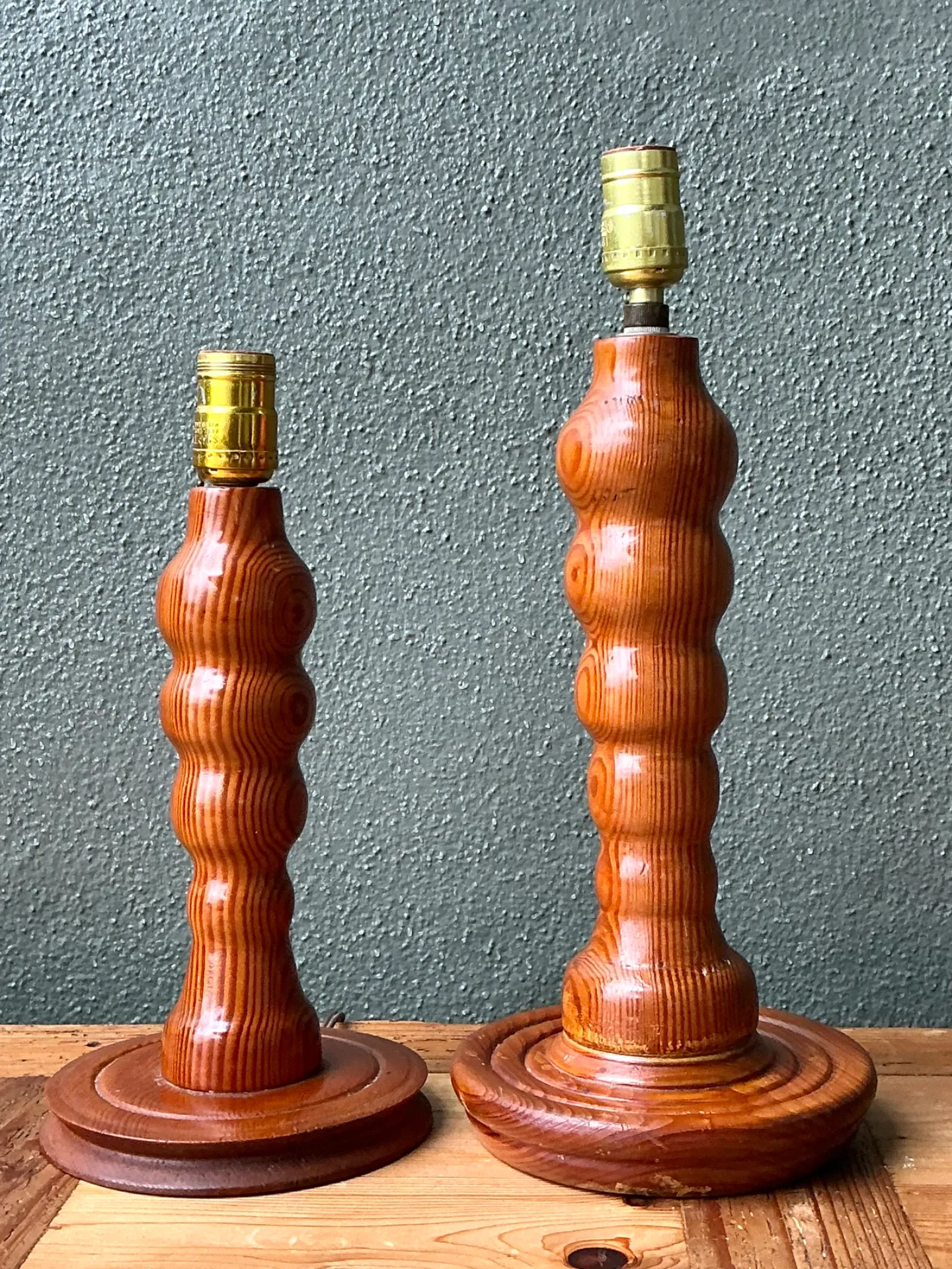 Vintage Sculptural Wood Table Lamps - A Pair — additional photo 8