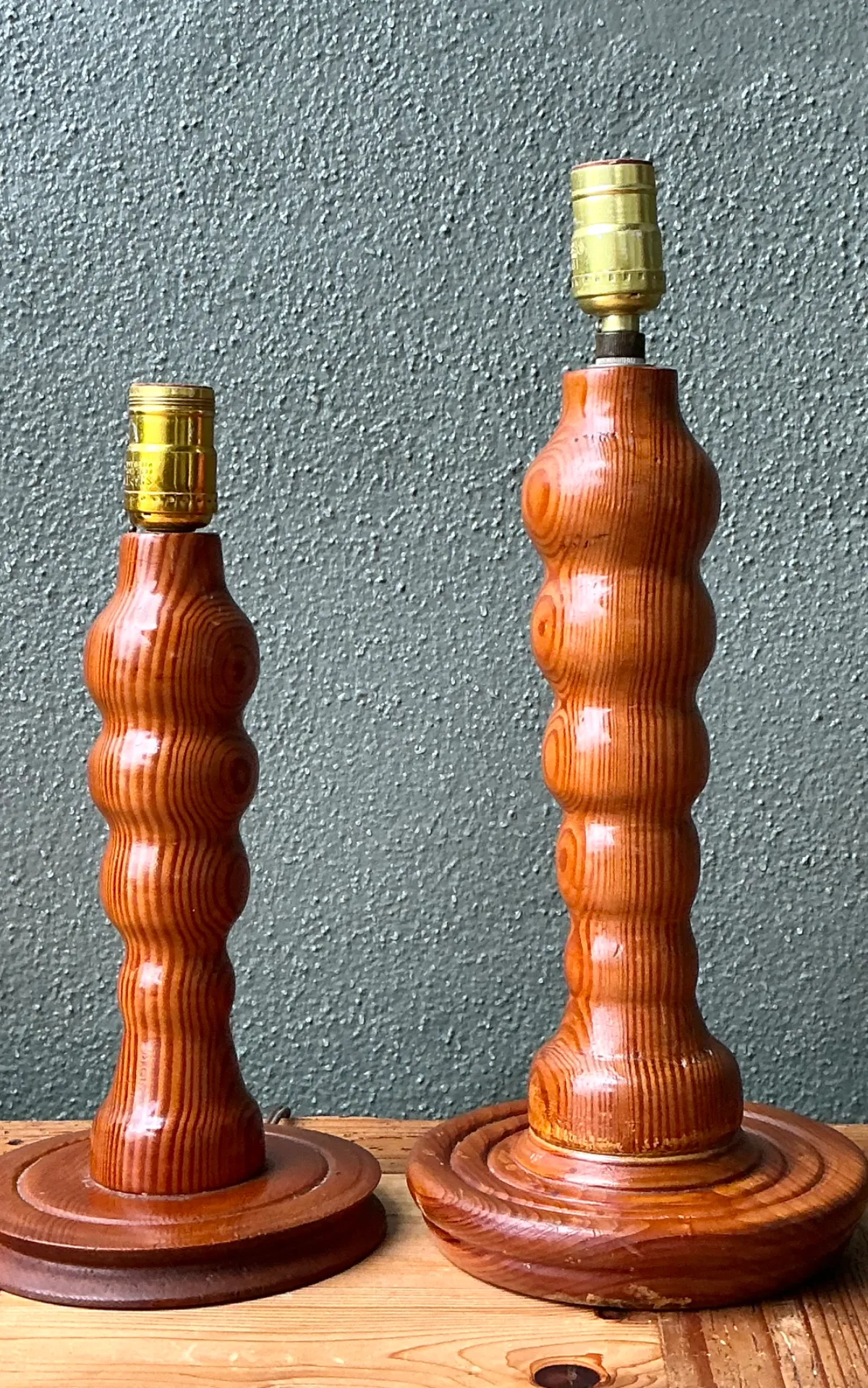 Vintage Sculptural Wood Table Lamps - A Pair — additional photo 8