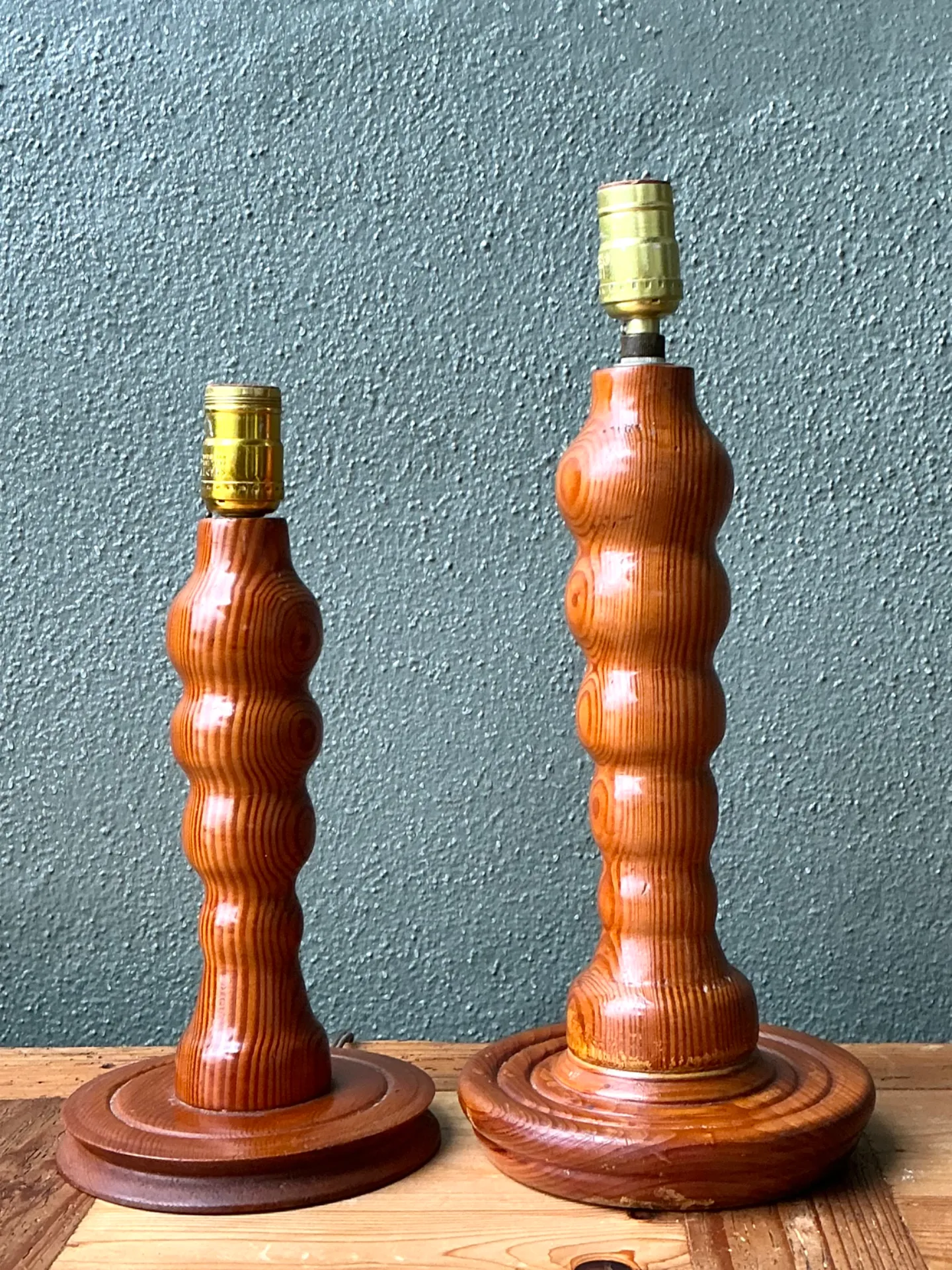 Vintage Sculptural Wood Table Lamps - A Pair — additional photo 5