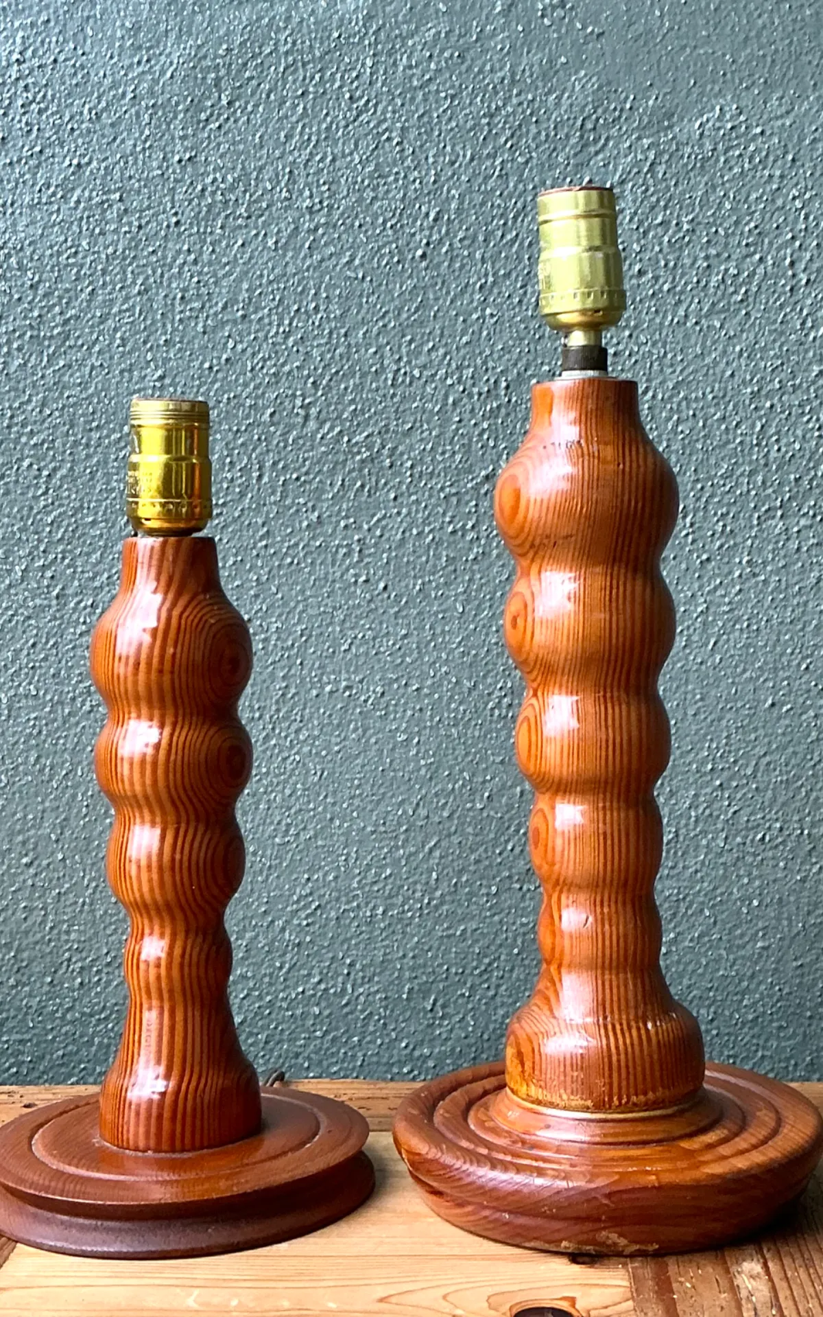 Vintage Sculptural Wood Table Lamps - A Pair — additional photo 5