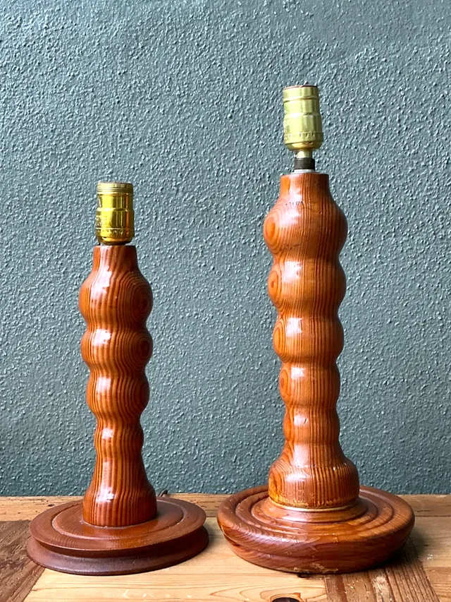 Vintage Sculptural Wood Table Lamps - A Pair — additional photo 5