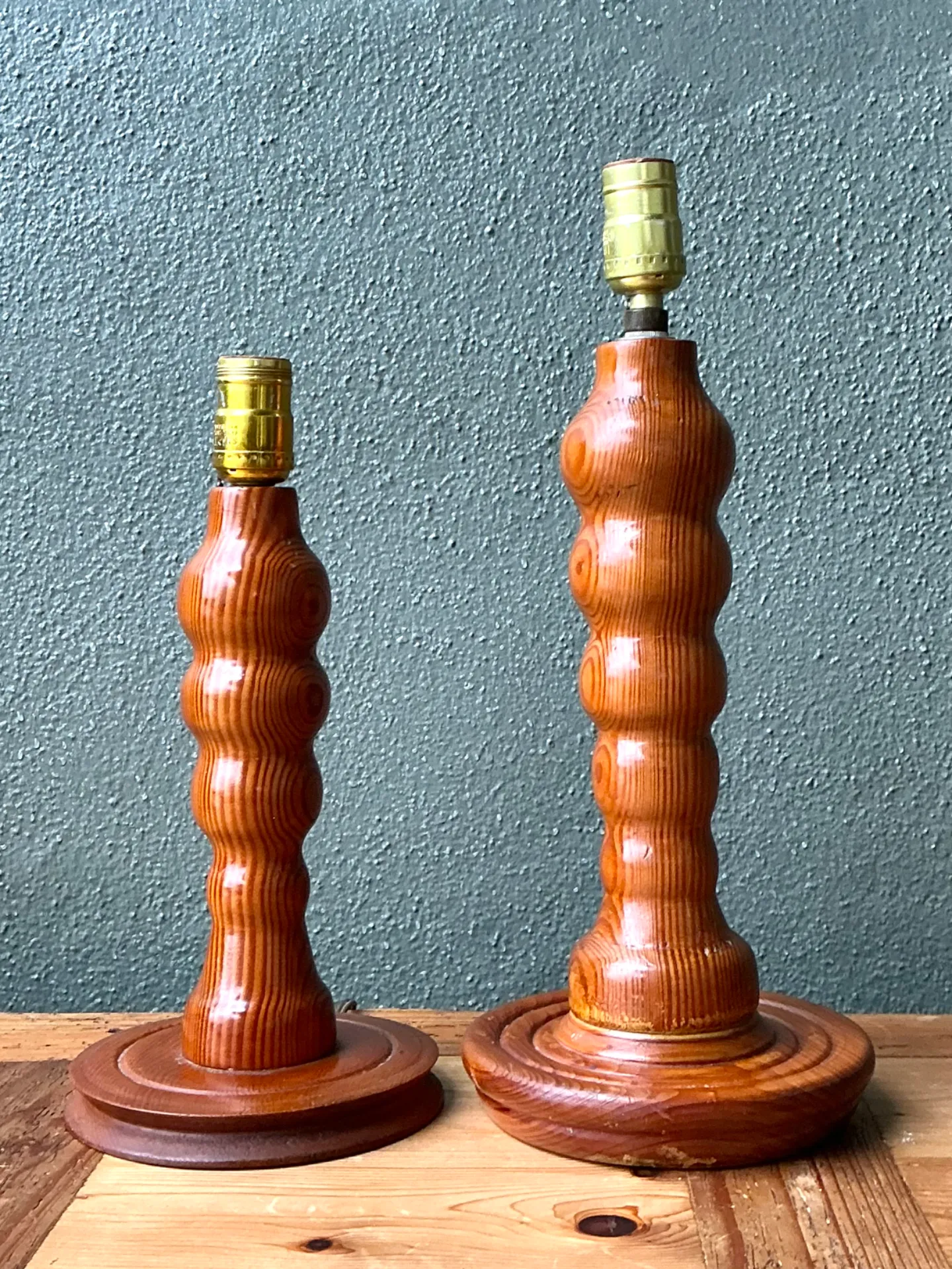 Vintage Sculptural Wood Table Lamps - A Pair — additional photo 4